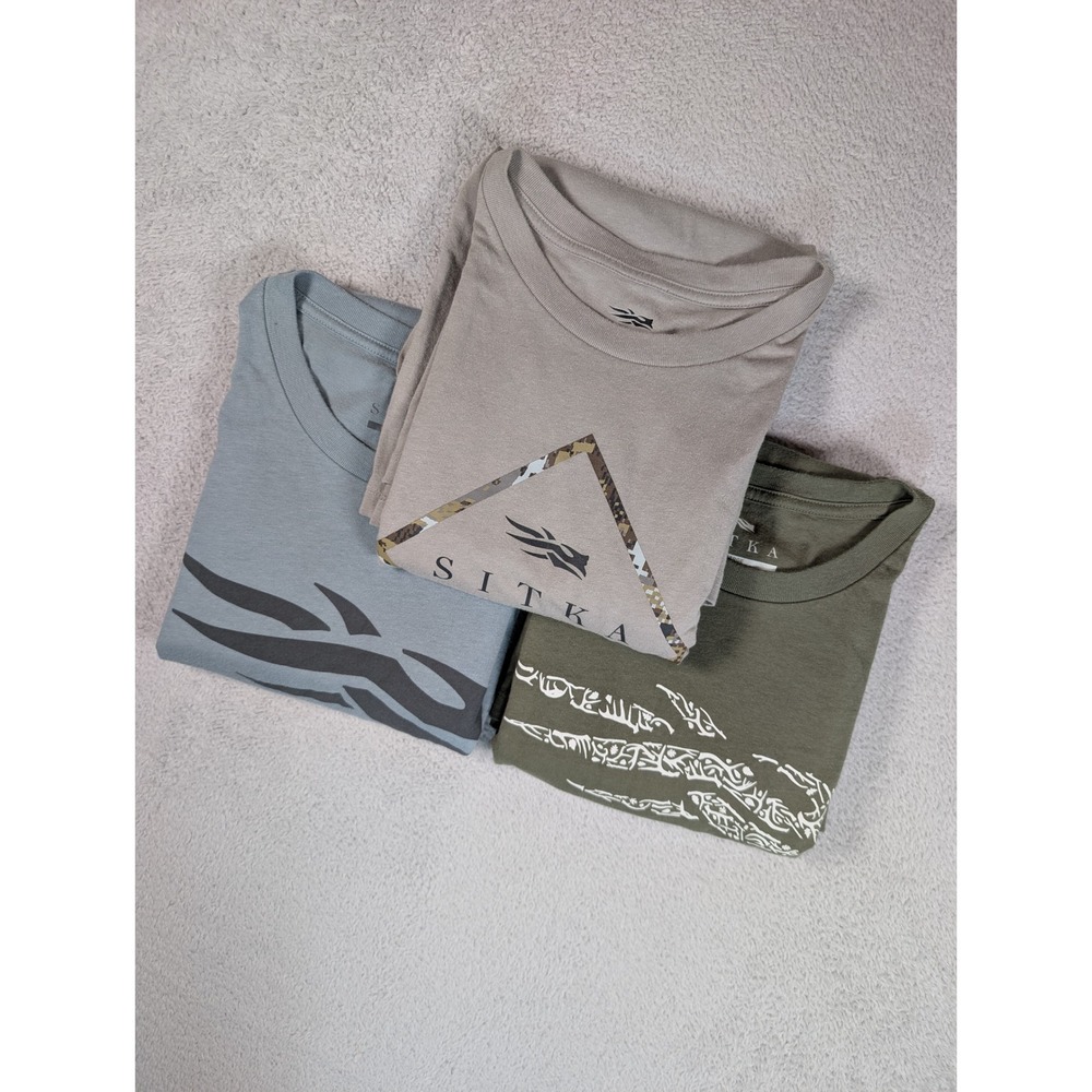 Sitka Mens Graphic T-Shirt Lot of 3 Blue Tan Green Size XXL Hunting Outdoor